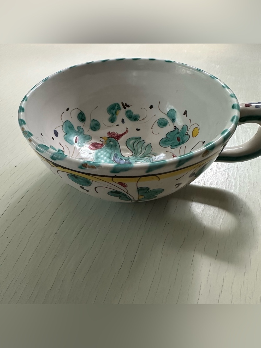 VTG Mid-Century Deruta Italian Majolica Ceramic Cups- Gallo Verde Pattern - Picture 8 of 11
